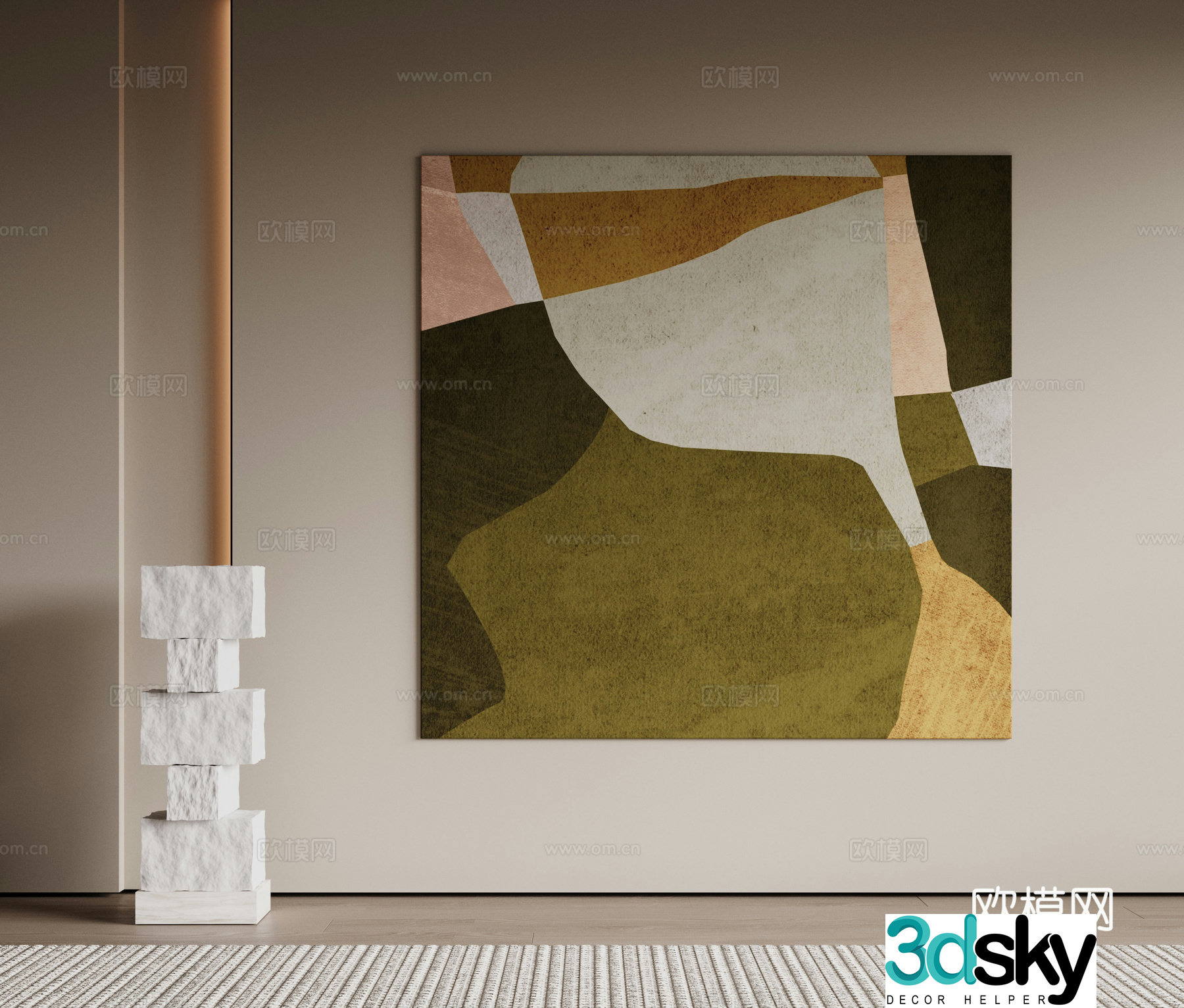 Modern minimalist decorative paintings Waviva medieval style hanging paintings cream style decoration paintings Italian style hanging paintings black and white 3D model