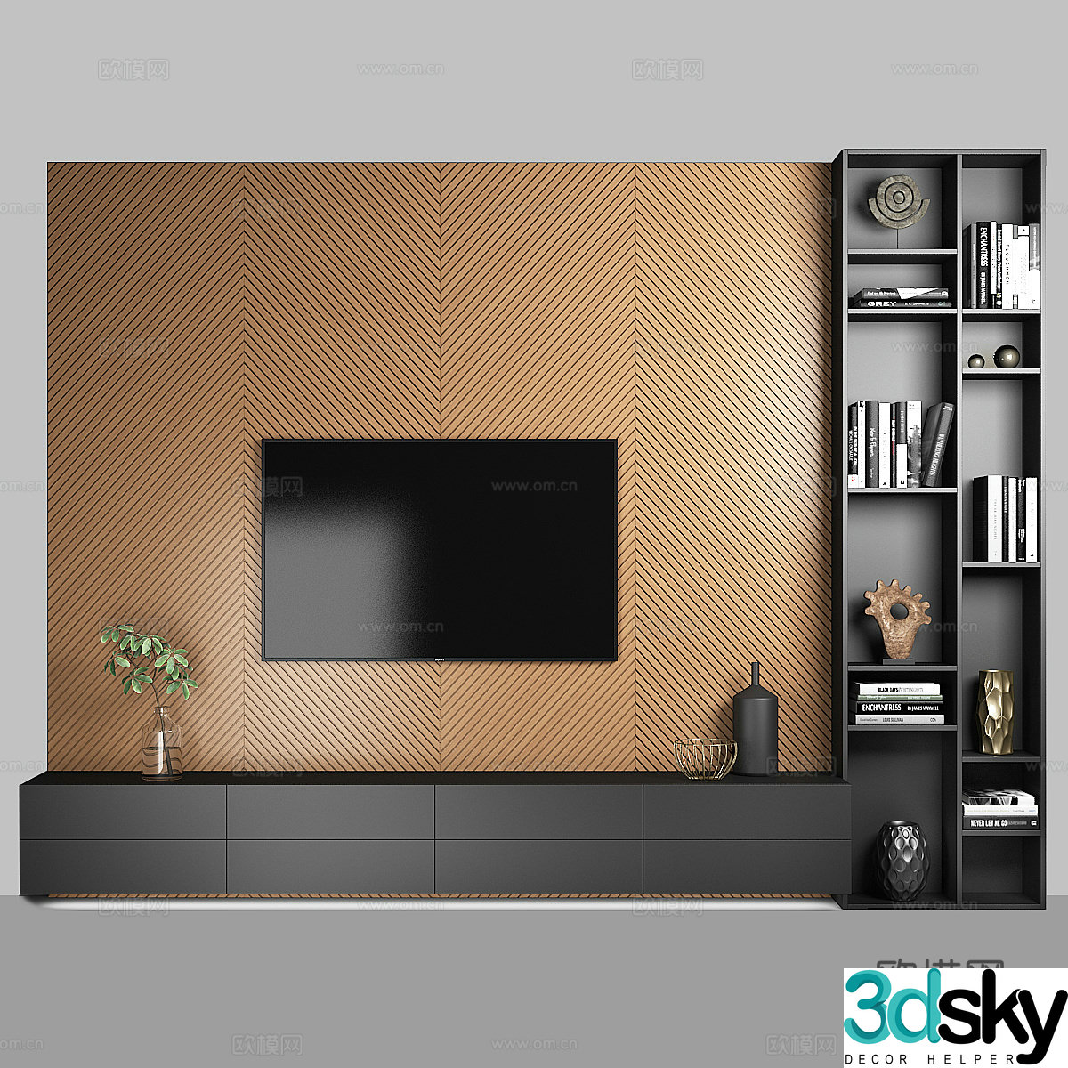 3d model of TV background wall