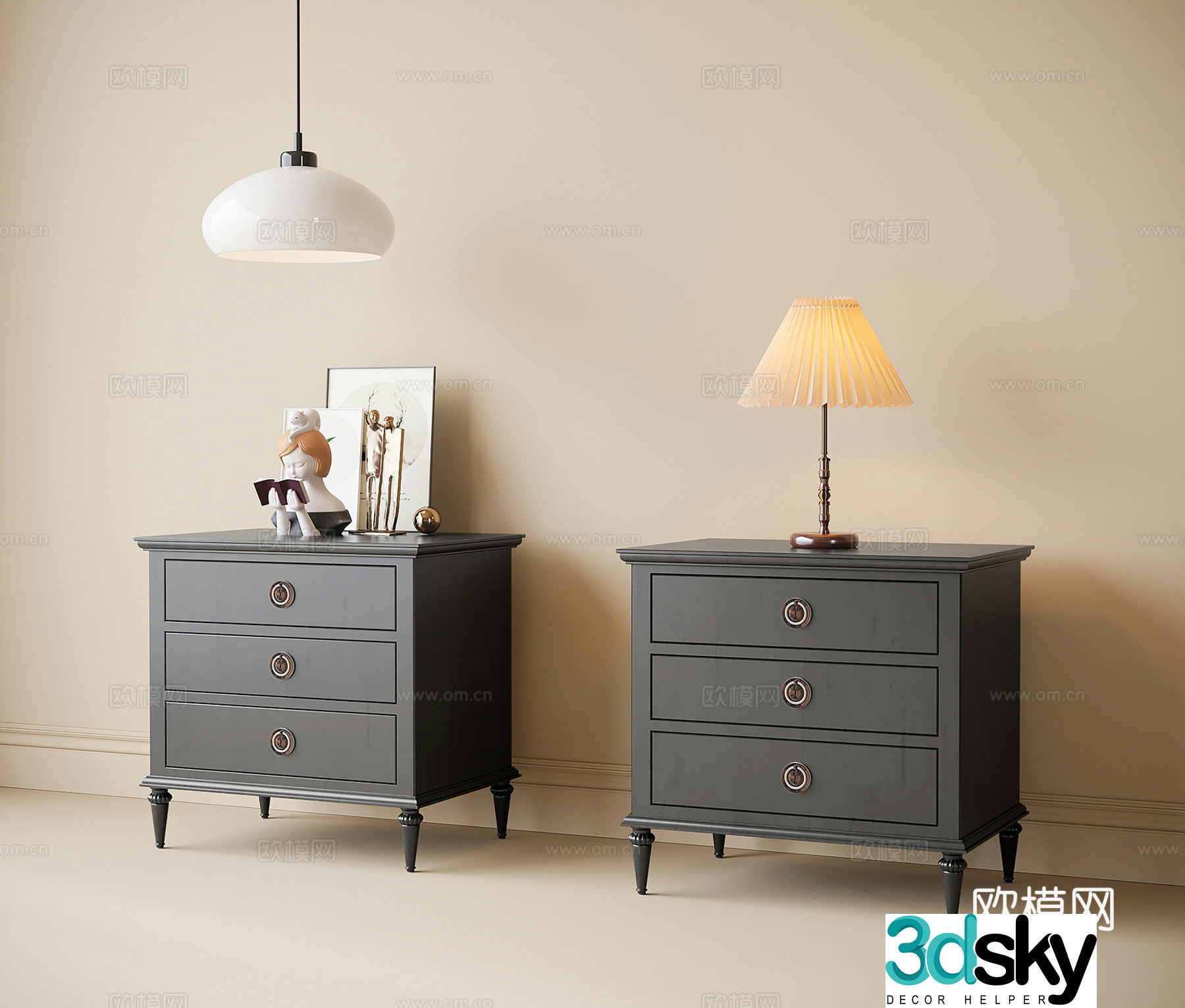 French bedside table lamp bedside chandelier 3d model