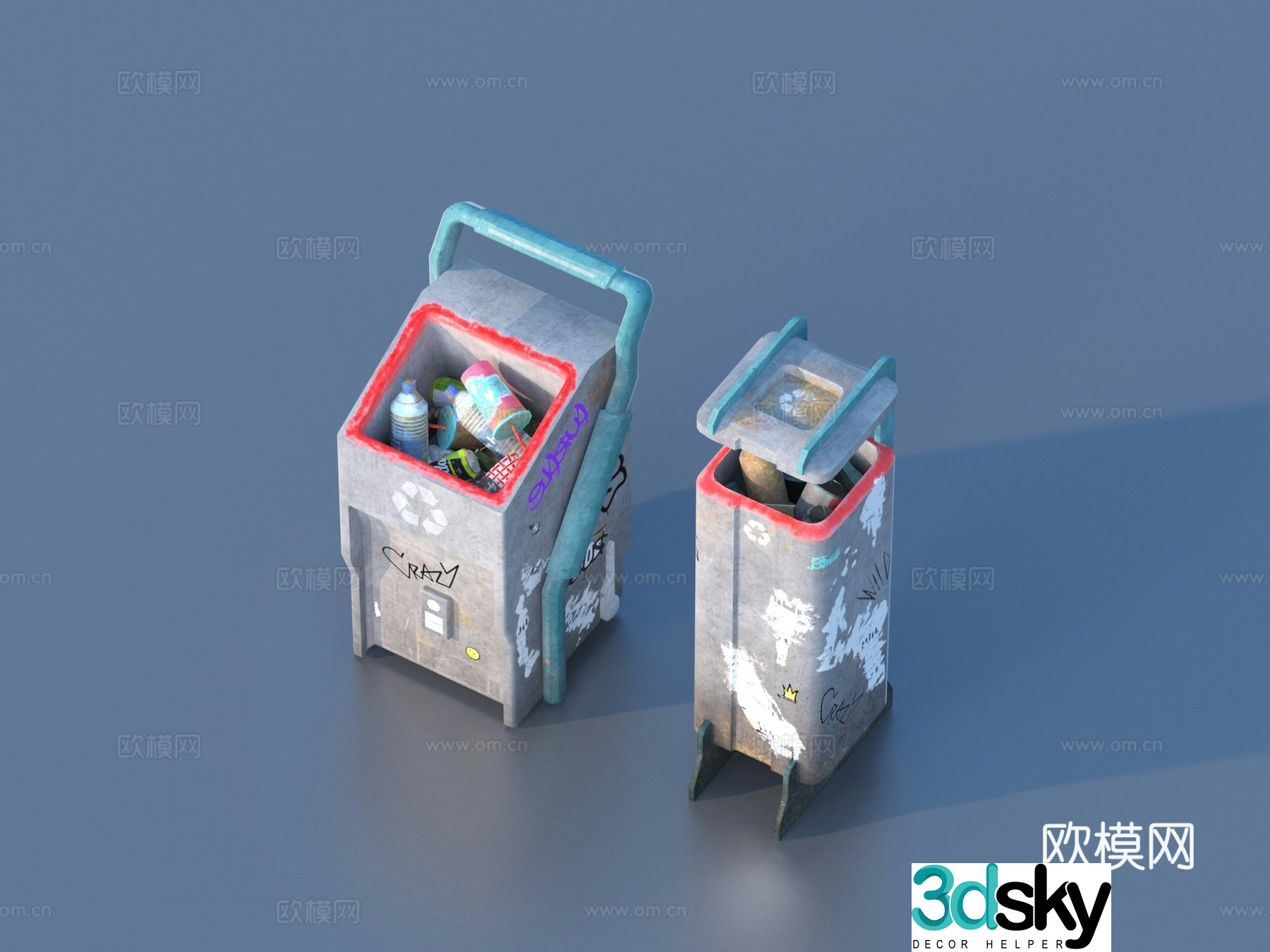 Trash can Outdoor trash can Public trash can 3d model