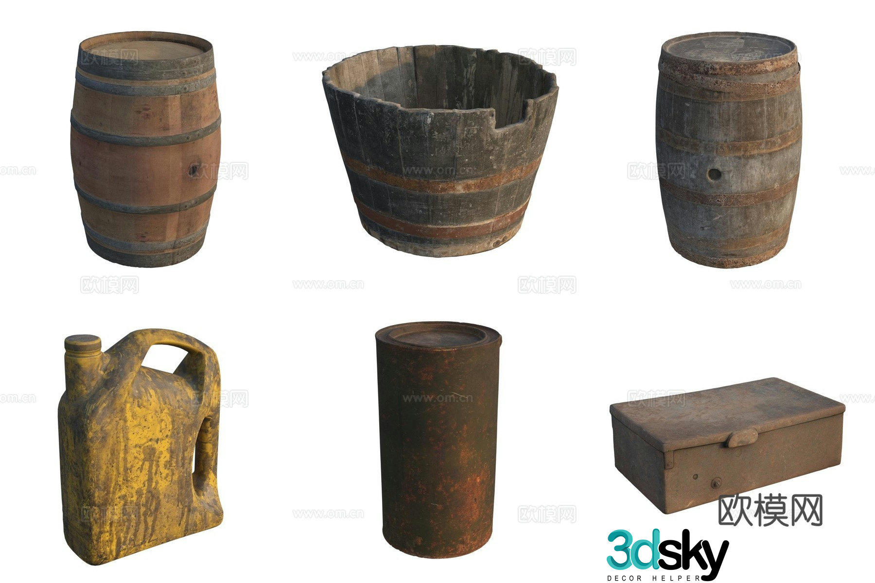 Storage wooden box wooden barrel drawer oil tank 3d model