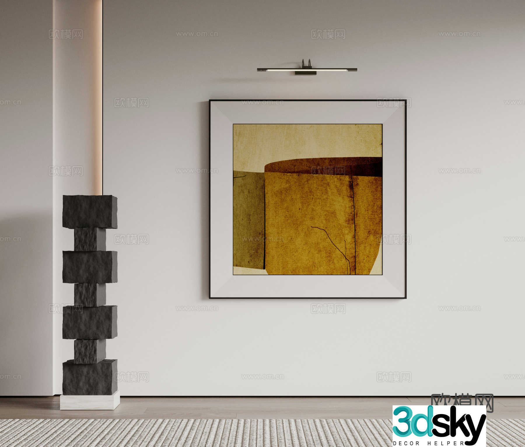 Modern minimalist decorative paintings Waviva medieval style hanging paintings cream style decoration paintings Italian style hanging paintings black and white 3D model