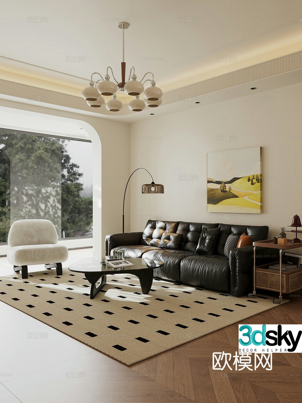 3D model of medieval style living room restaurant