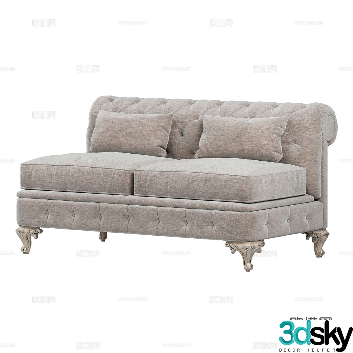 French simple double sofa double sofa simple sofa living room sofa pillow 3D model