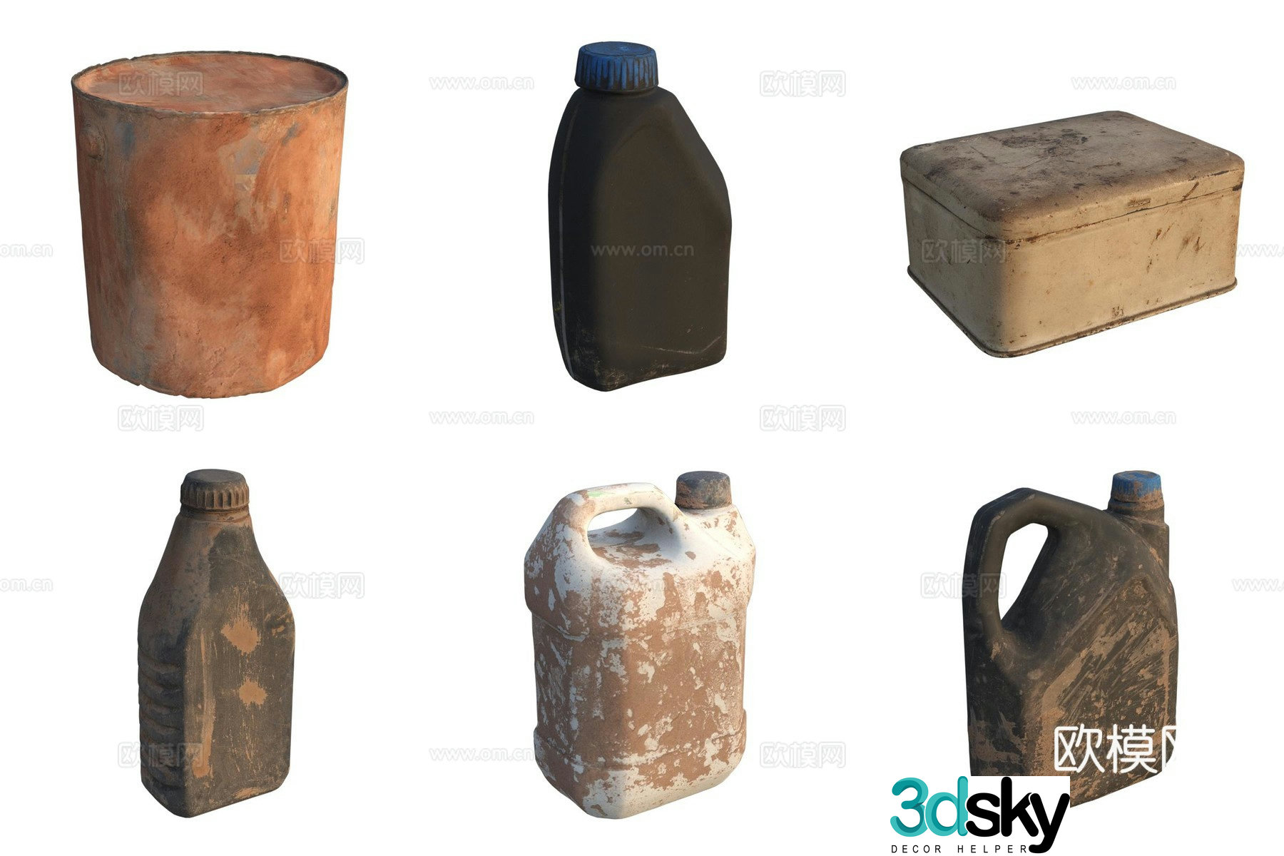 Storage drawer oil tank iron box iron barrel jar 3d model