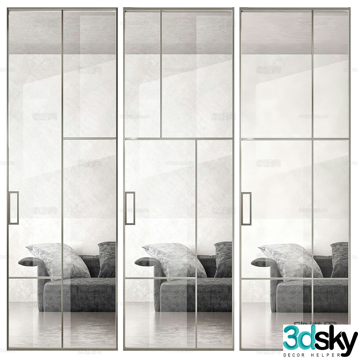 Modern minimalist glass door 3d model
