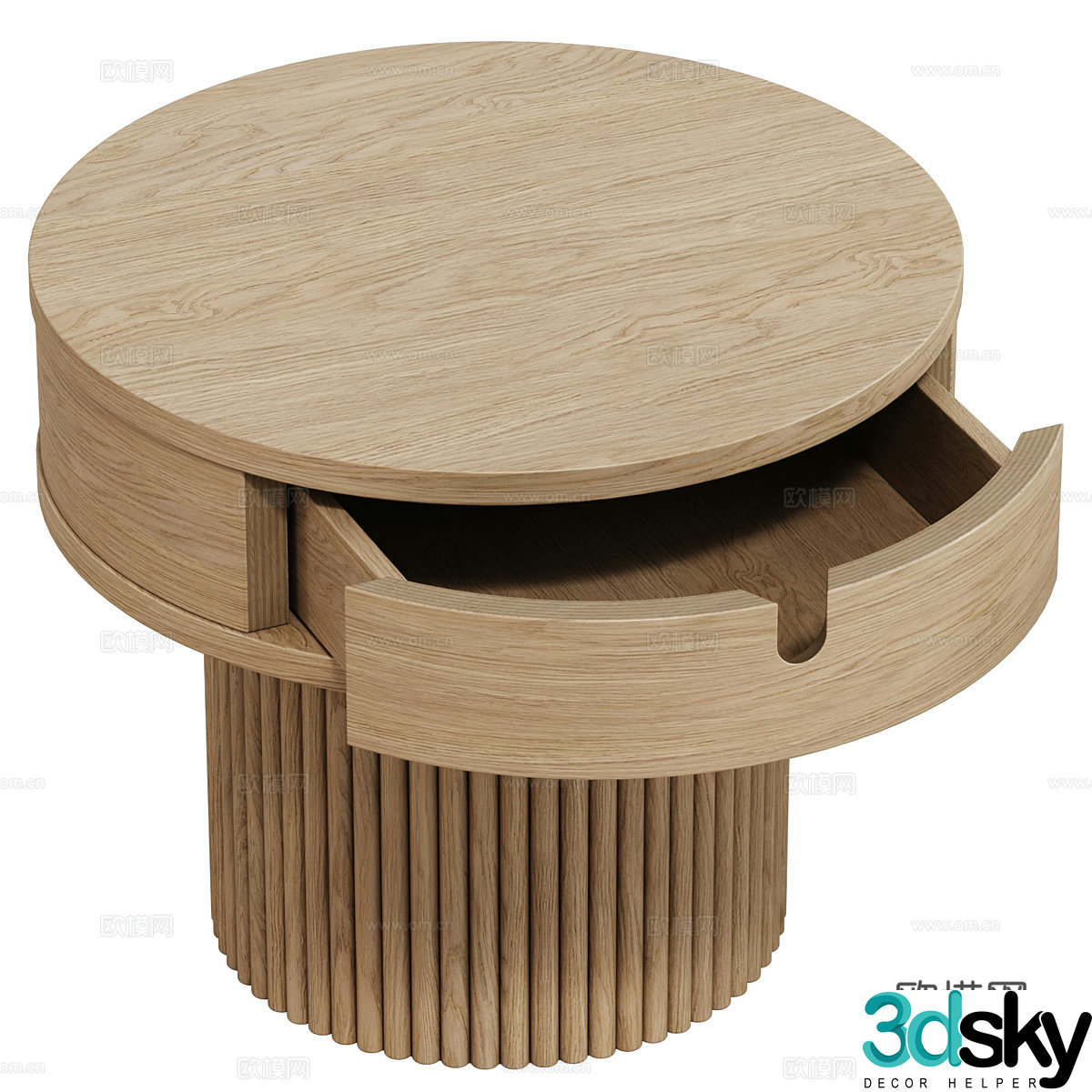 New Chinese round bedside table 3D model