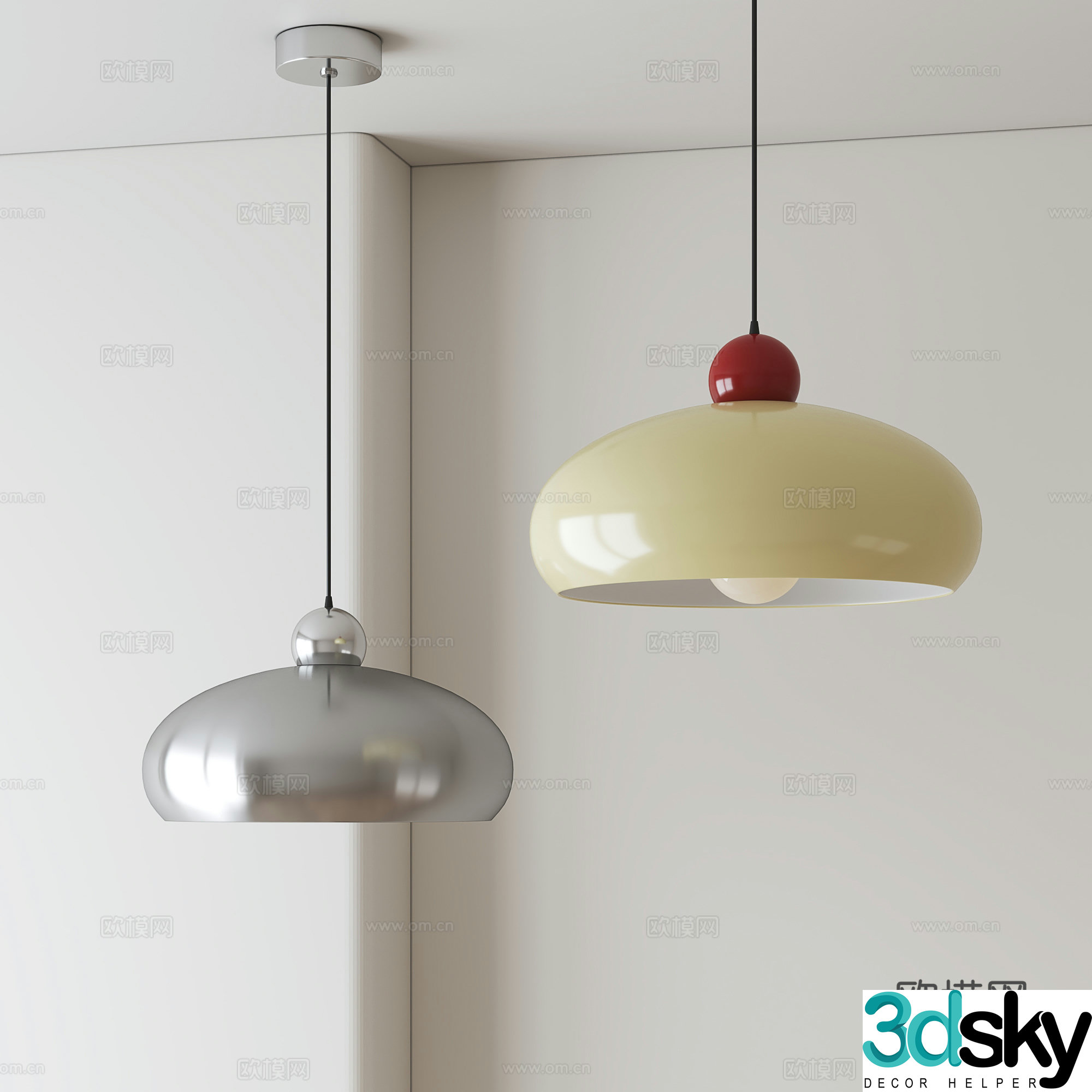 Modern restaurant chandeliers 3d model