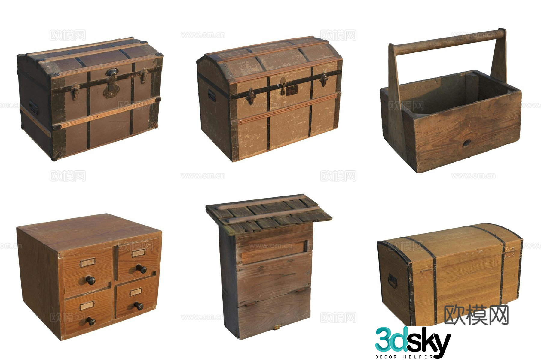 Storage wooden box wooden cabinet 3d model