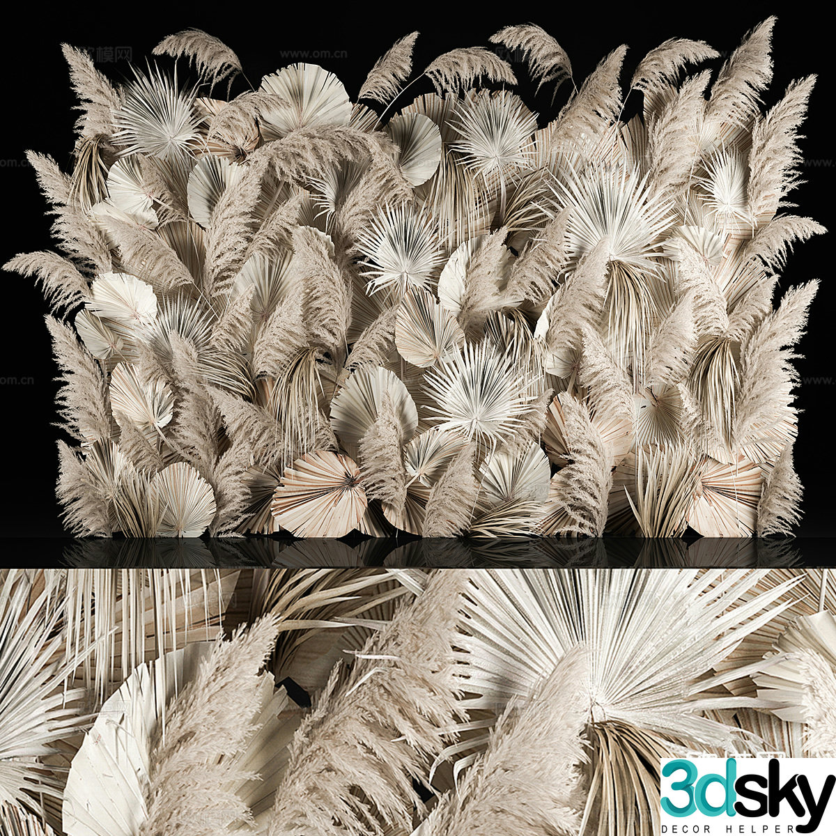 Dry reed wall decoration 3d model