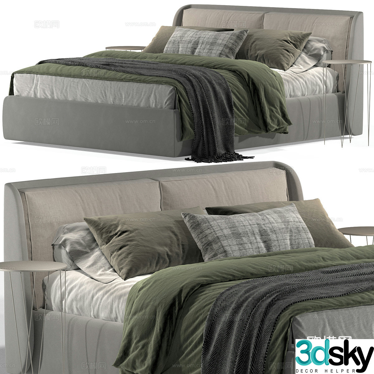 Modern Kevin Felis fabric double bed 3d model