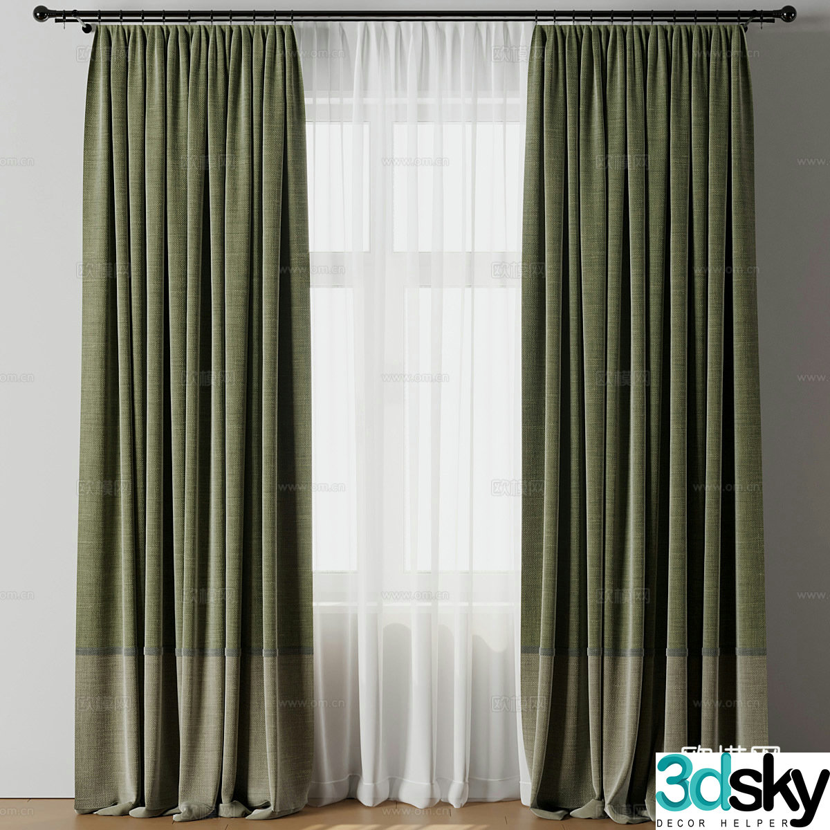 New Chinese style fabric curtain 3D model