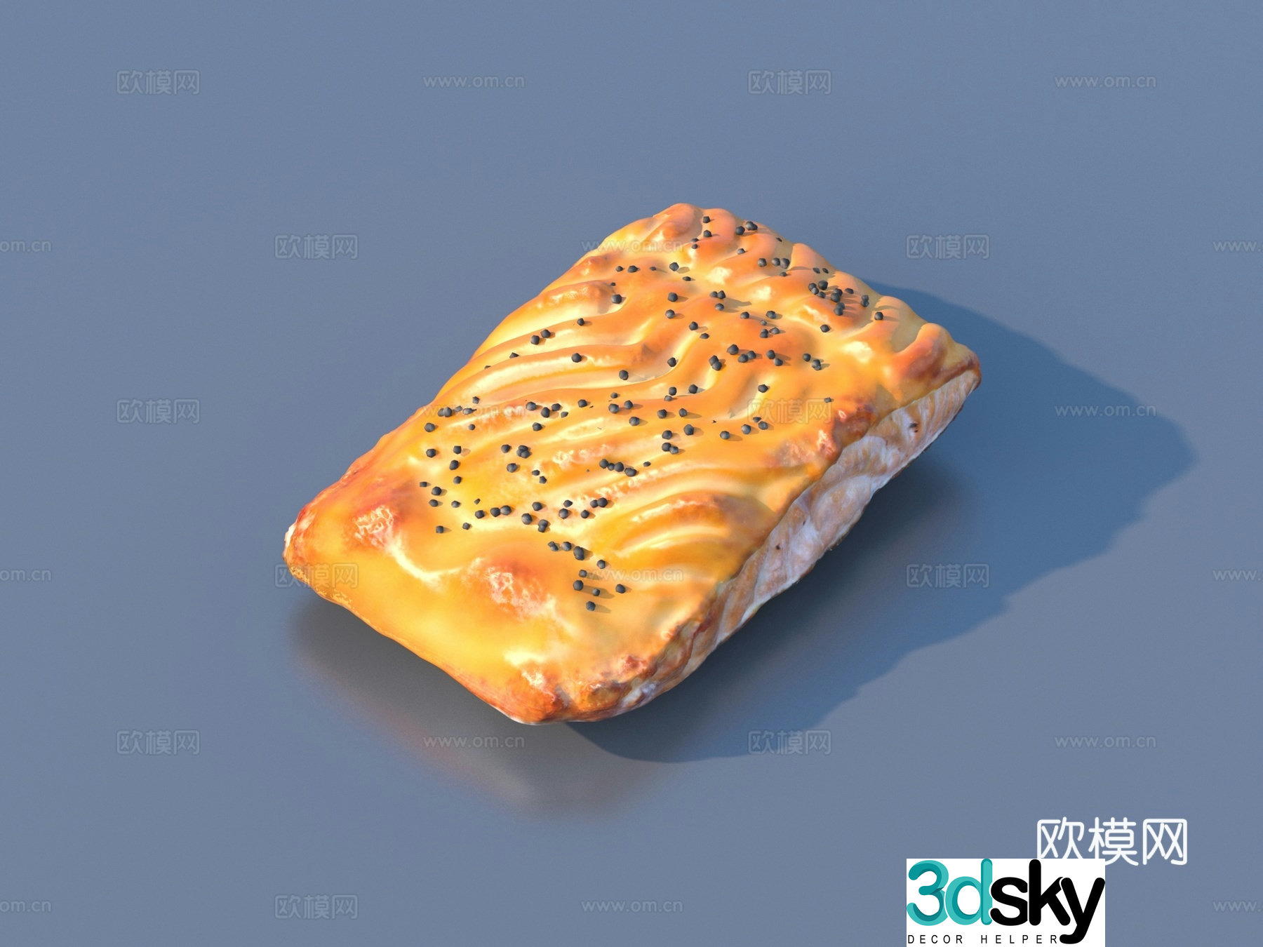 Bread Dessert Cookies Flat Pie Food Food 3d Model