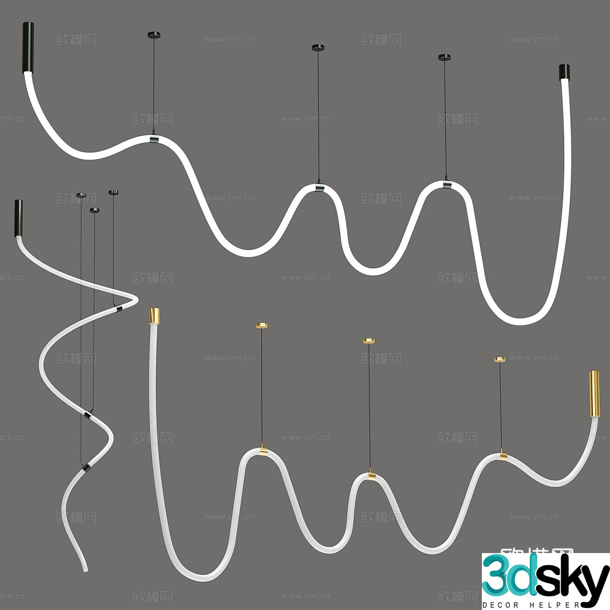Modern light luxury Freelight Pdnt linear chandelier 3d model