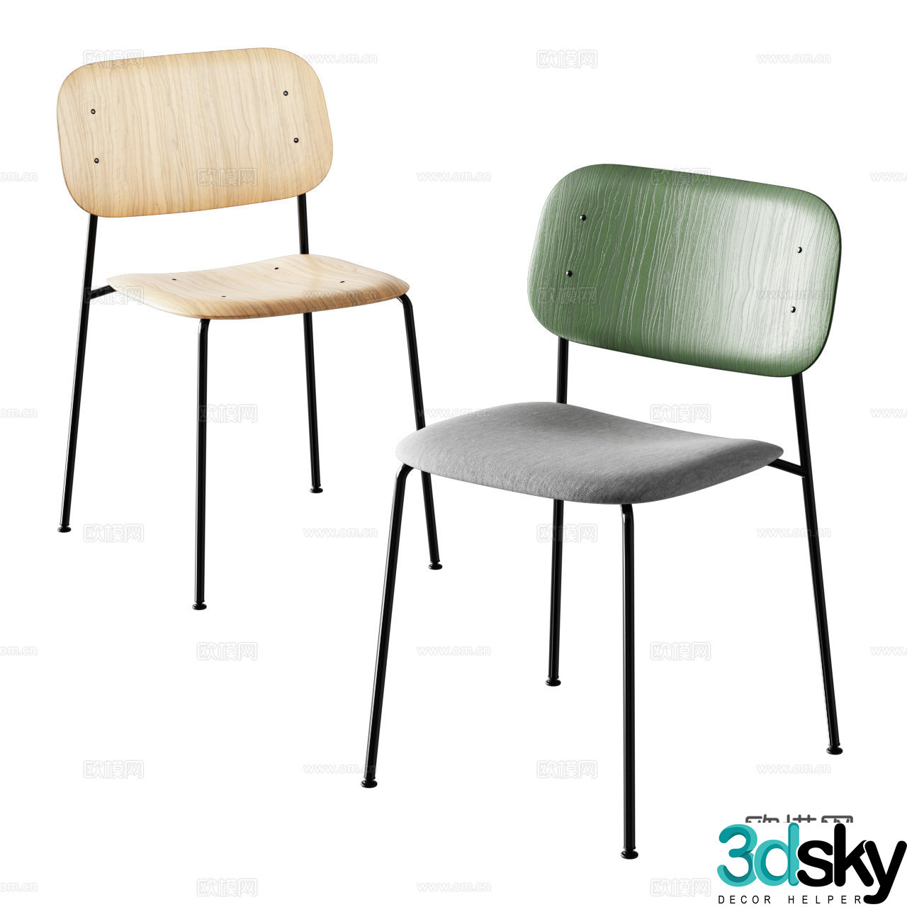 Modern Nordic single chair 3d model