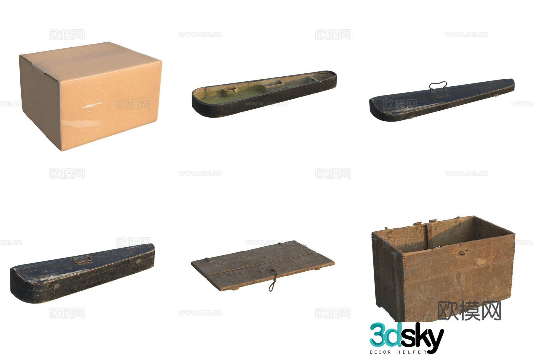 Storage carton carton wooden box piano box 3d model