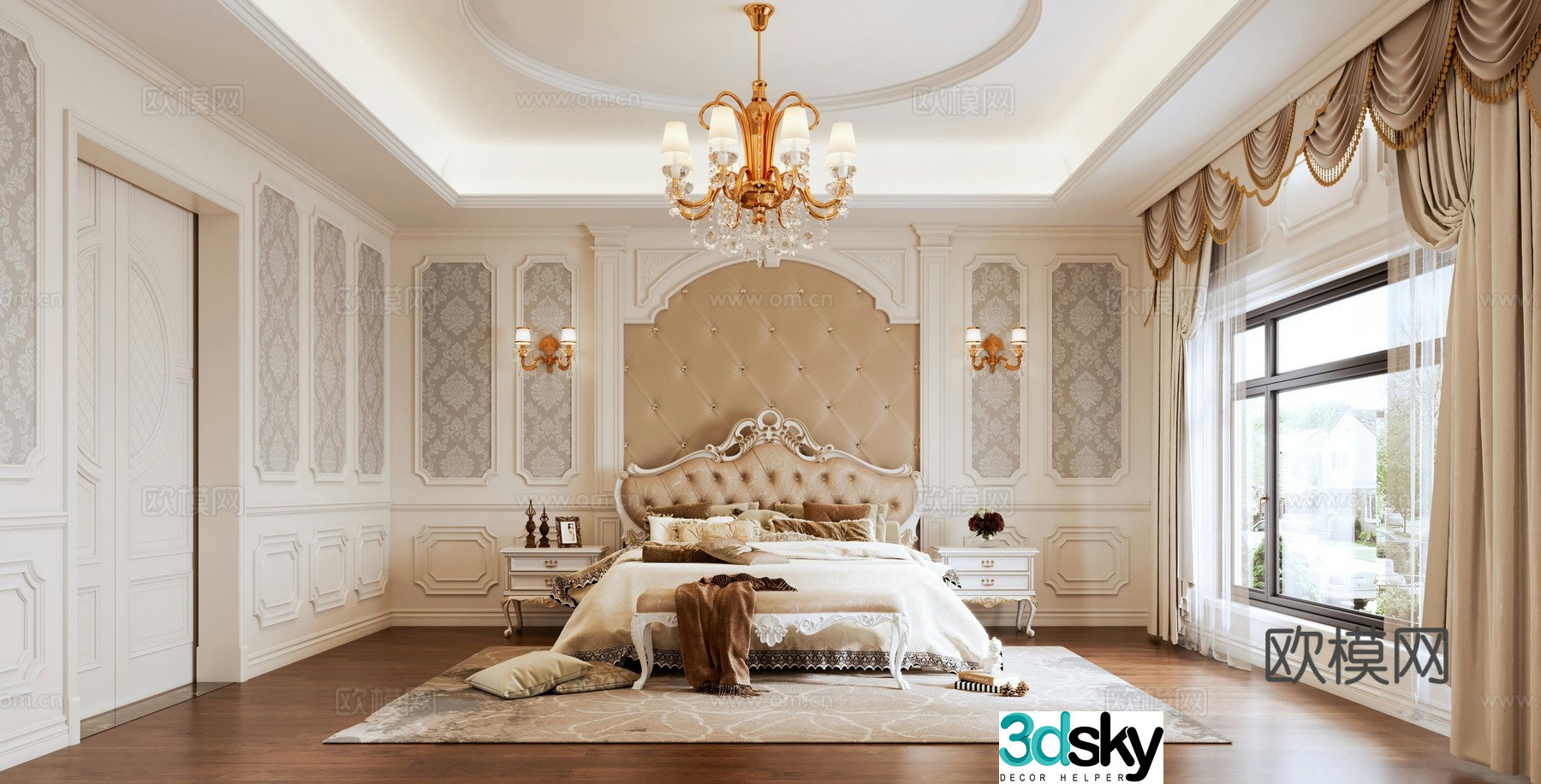 European style bedroom 3d model