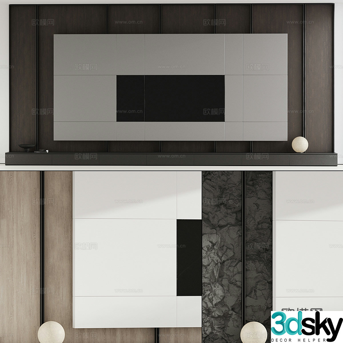 3d model of TV background wall