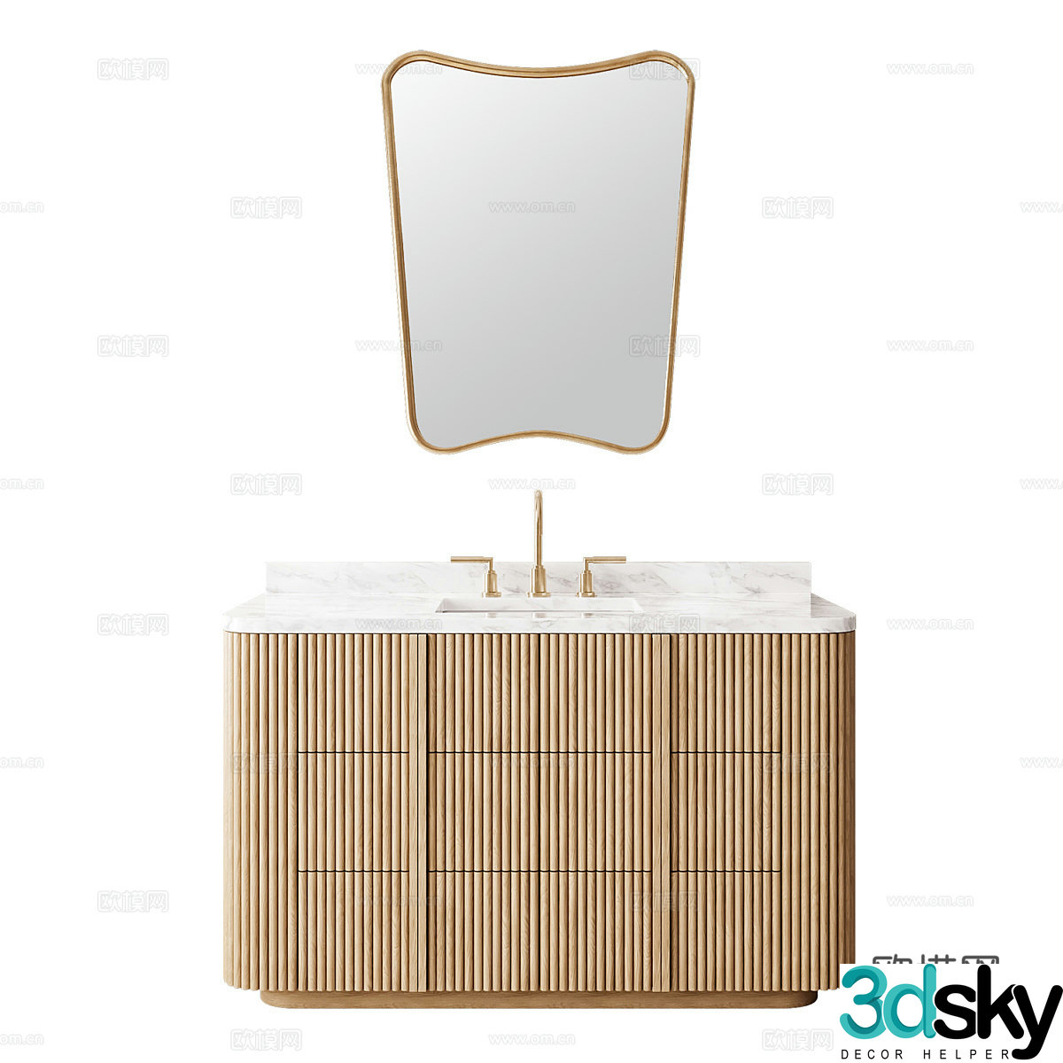 New Chinese style wabi-sabi bathroom cabinet 3D model