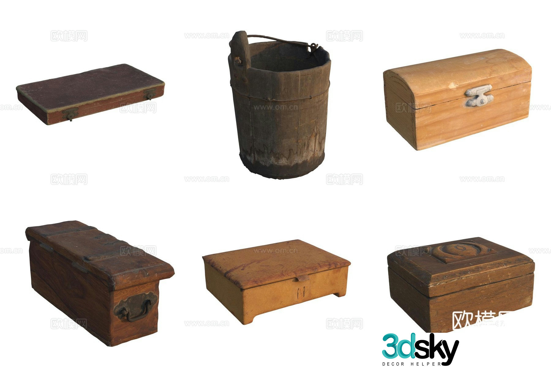 Storage wooden box wooden barrel wooden box 3d model