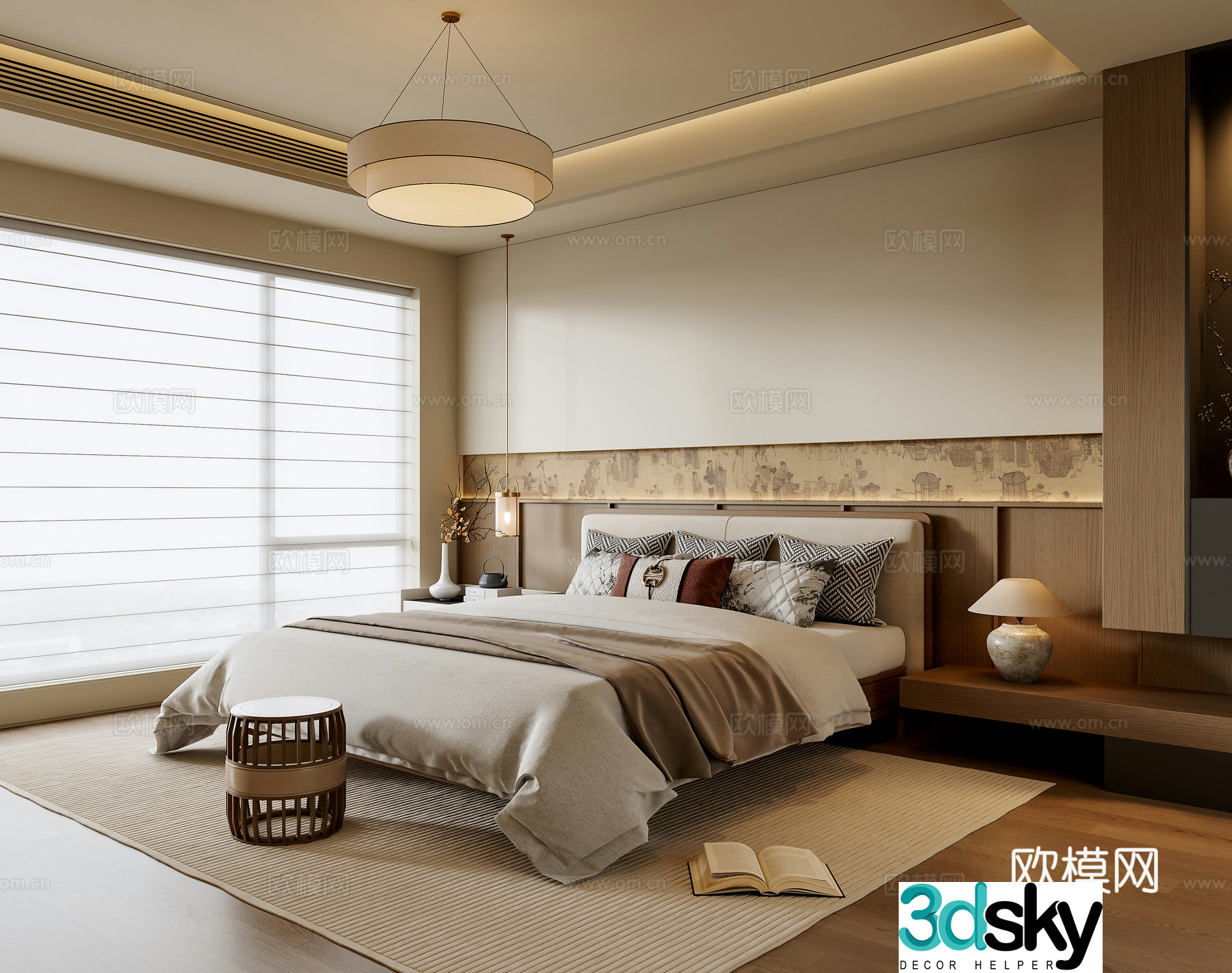 New Chinese bedroom 3D model