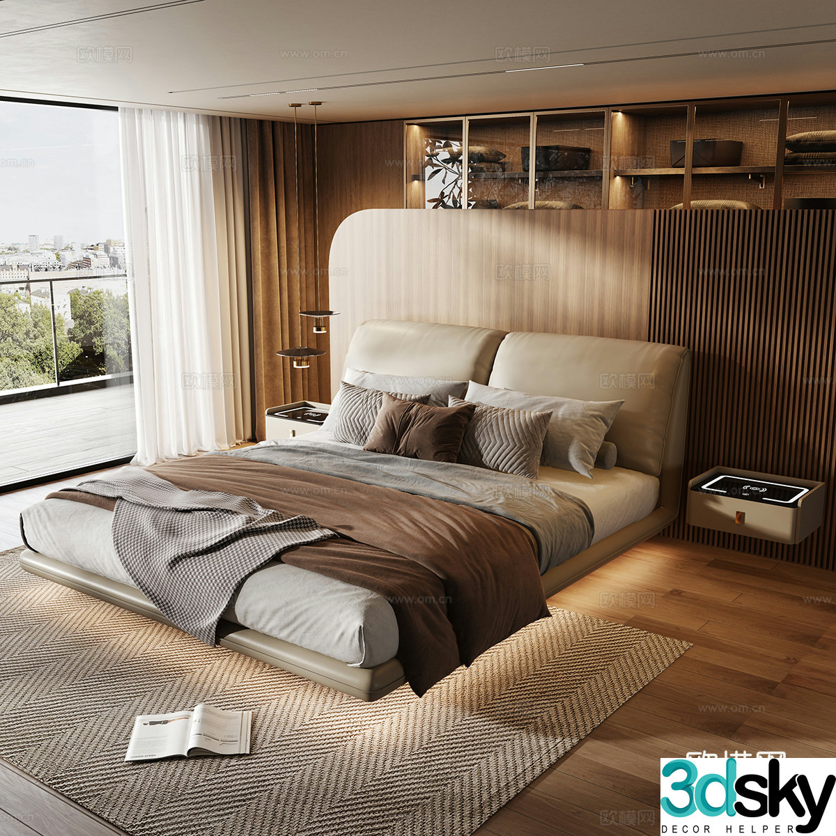 Modern double bed suspended bed home bedroom bed leather bed 3d model 3d model