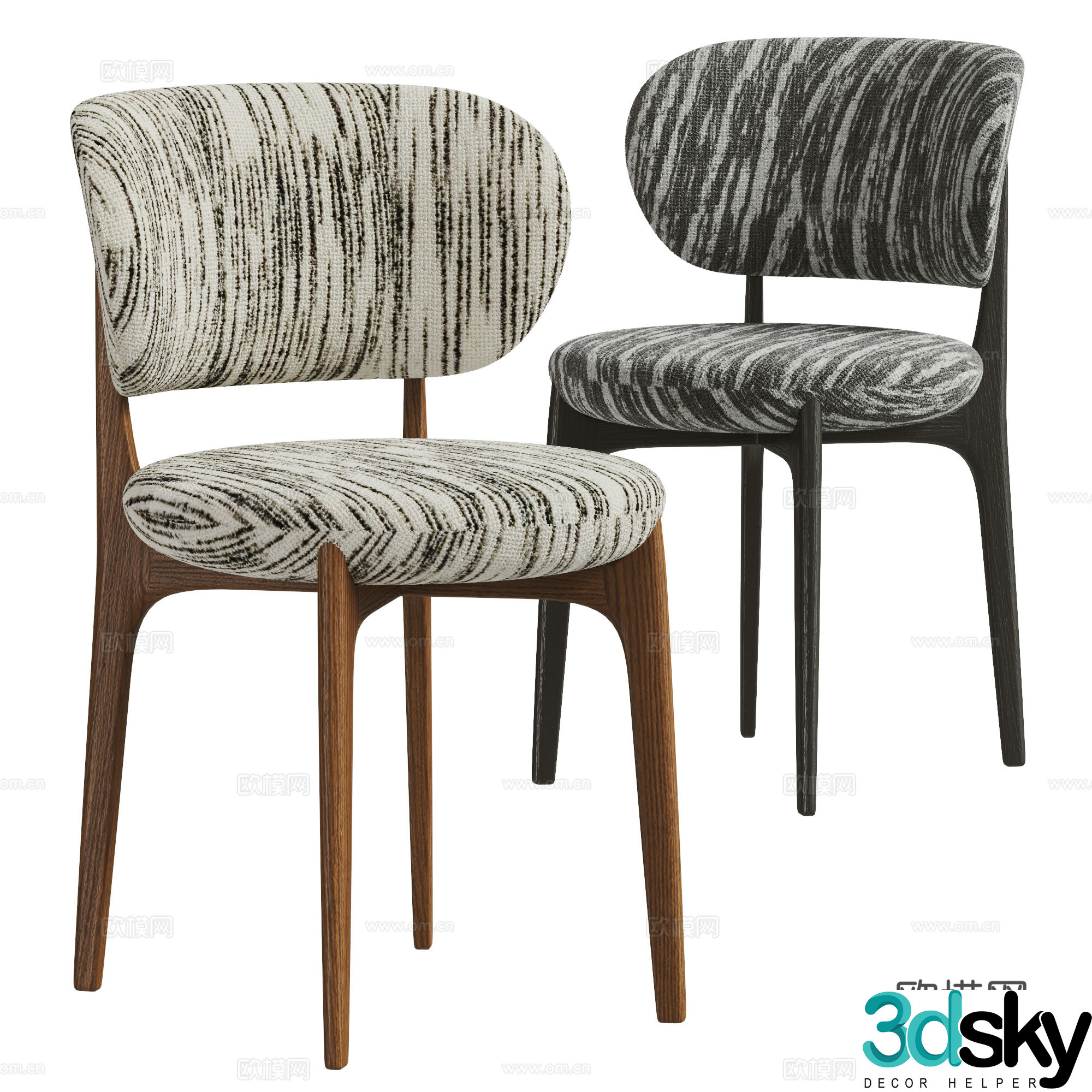 Medium style single chair combination 3D model