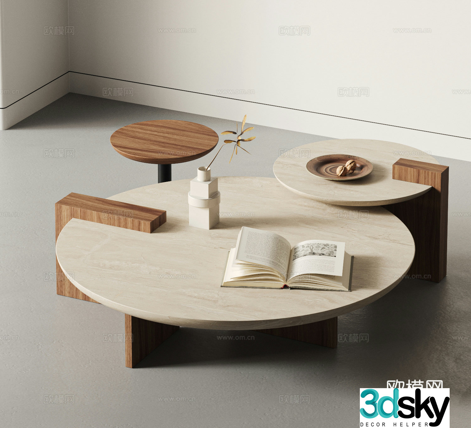 Wasabi style coffee table combination 3D model
