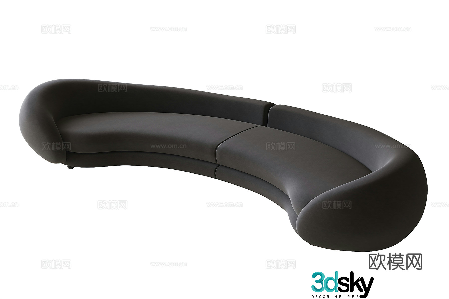 Modern curved sofa multi-person sofa 3d model