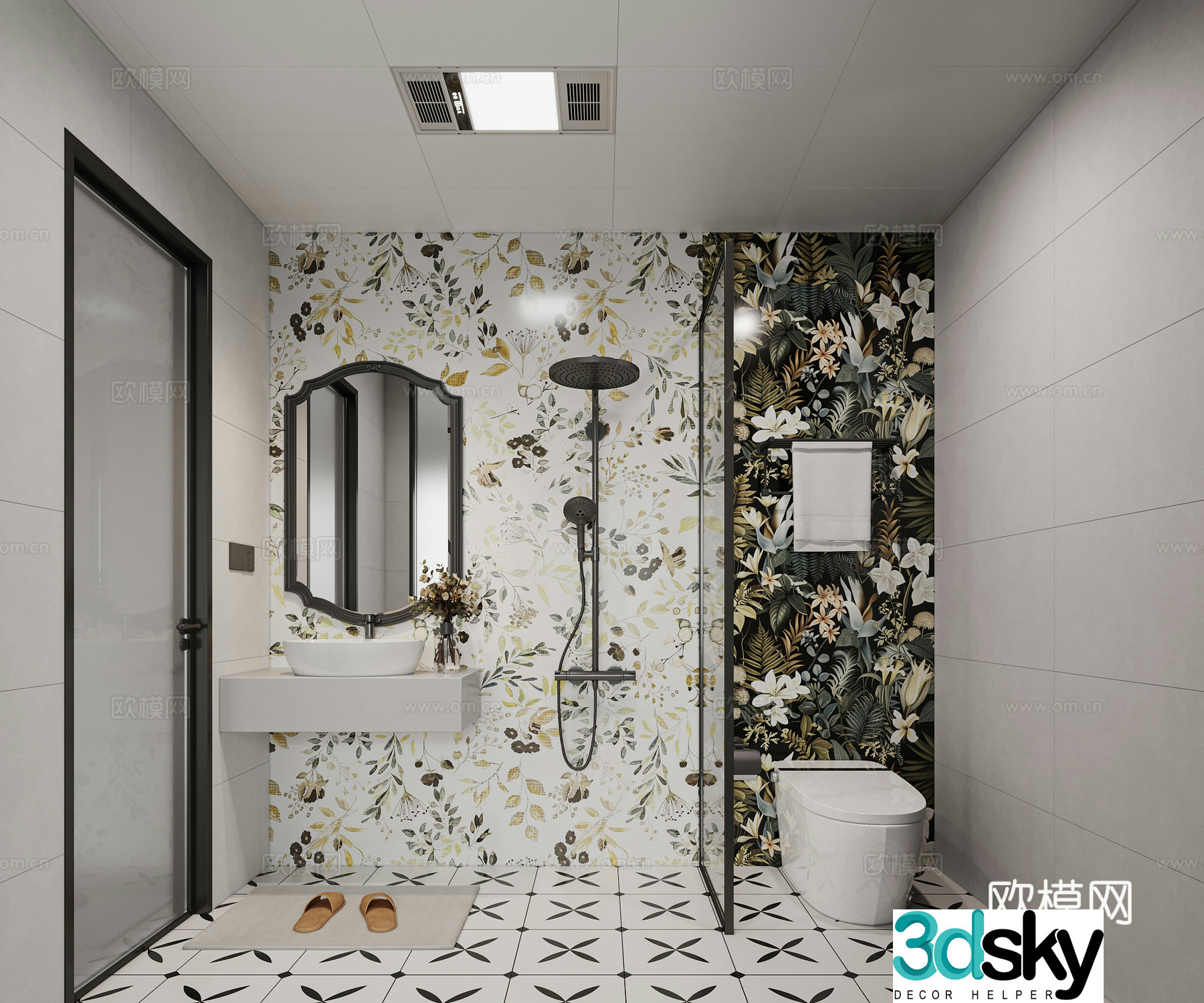 French creamy bathroom 3d model
