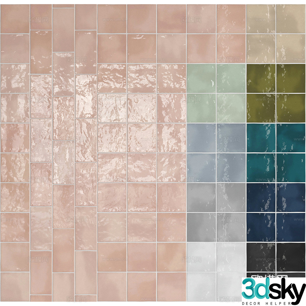 New Chinese tile mosaic 3d model