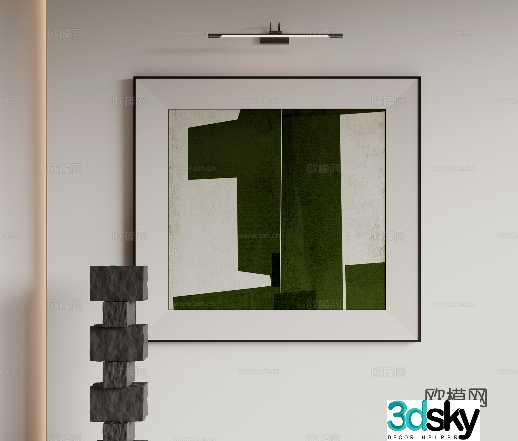 Modern minimalist decorative paintings Waviva medieval style hanging paintings cream style decoration paintings Italian style hanging paintings black and white 3D model