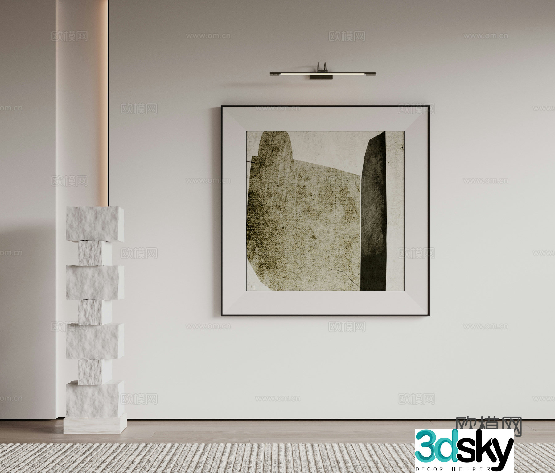 Modern minimalist decorative paintings Waviva medieval style hanging paintings cream style decoration paintings Italian style hanging paintings black and white 3D model