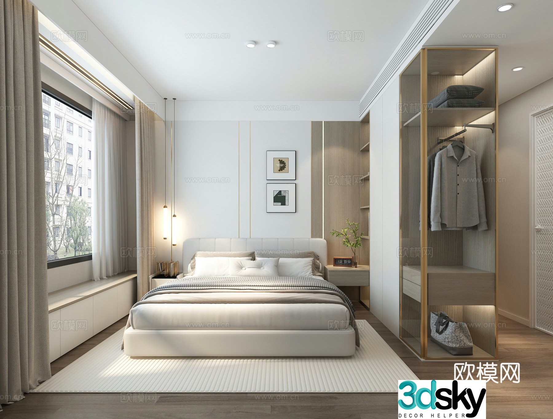 Modern bedroom tatami study 3d model
