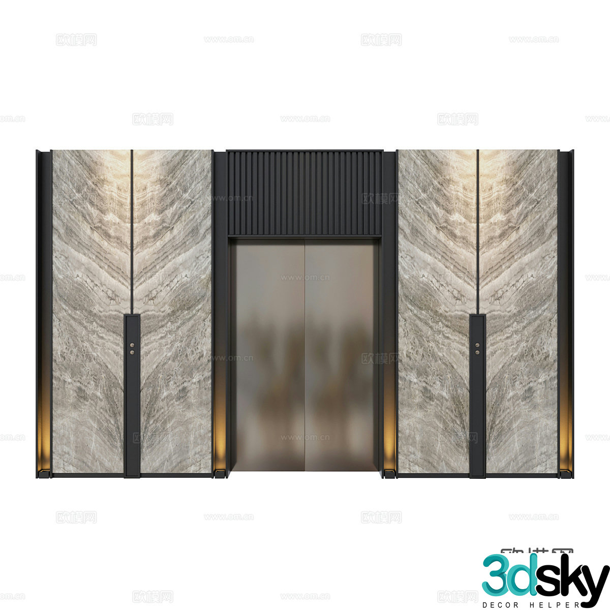 New Chinese style light luxury elevator 3D model