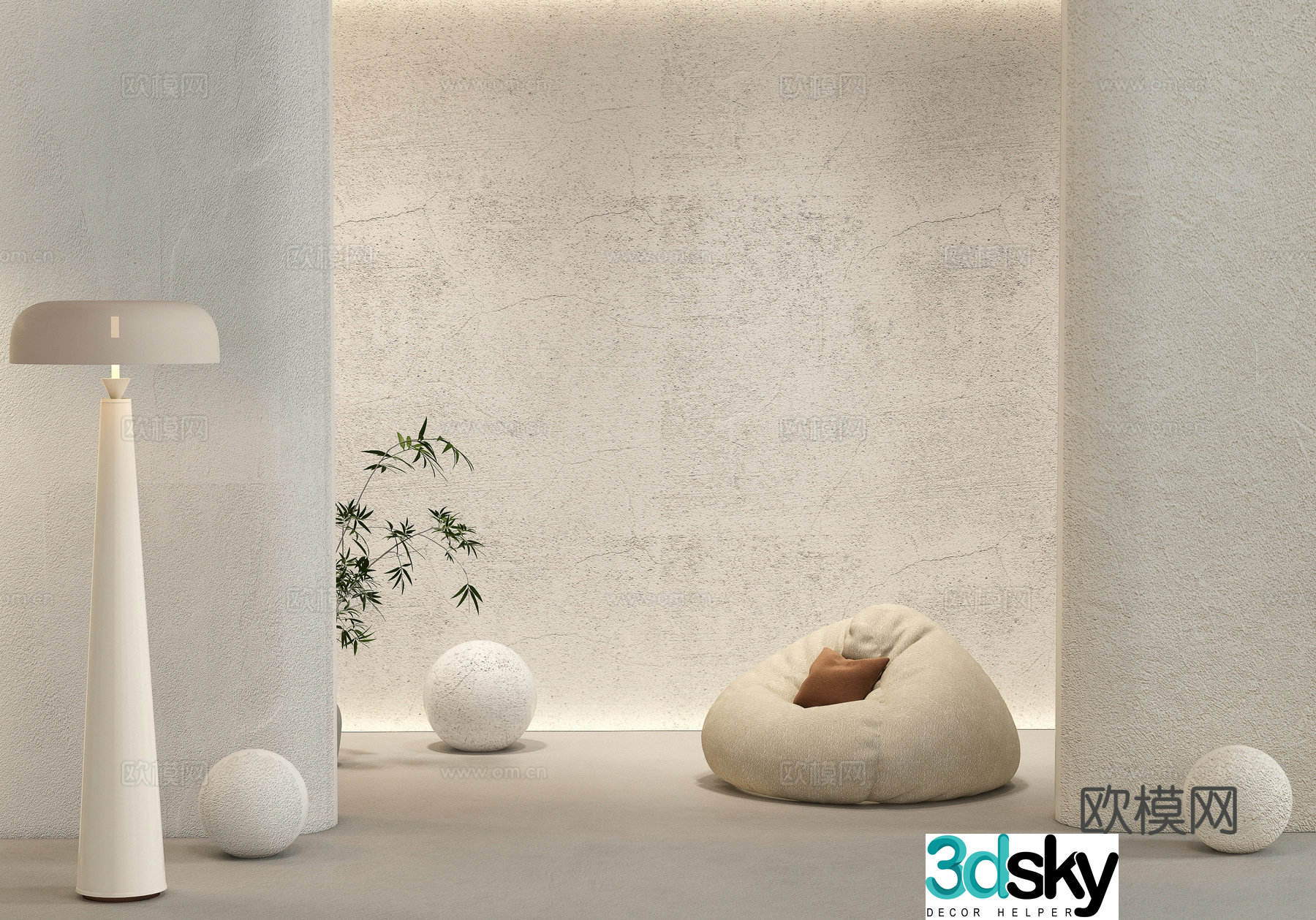 Art paint Texture paint Real stone paint Paint Lazy sofa Floor lamp 3D model
