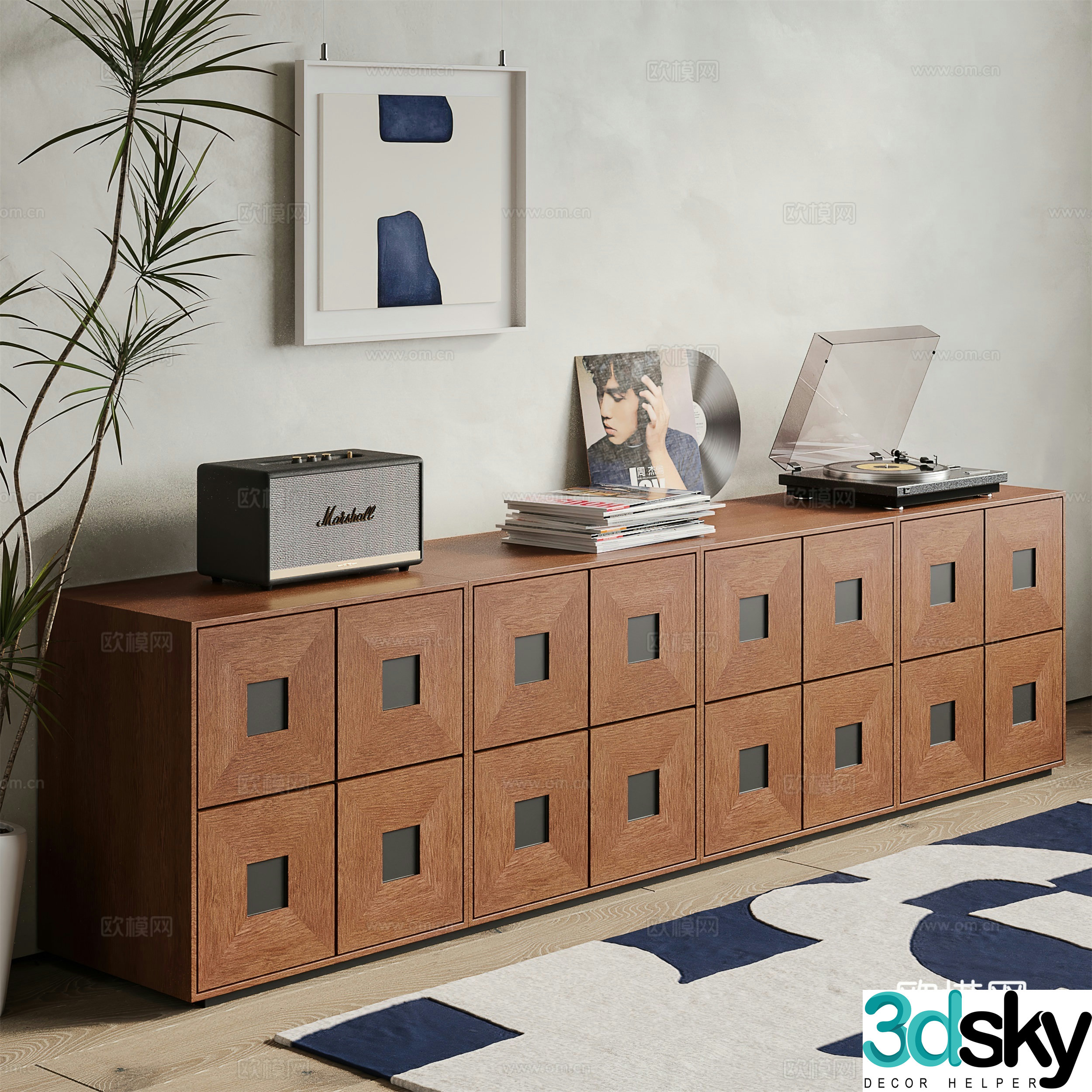 Middle-aged TV cabinet 3D model