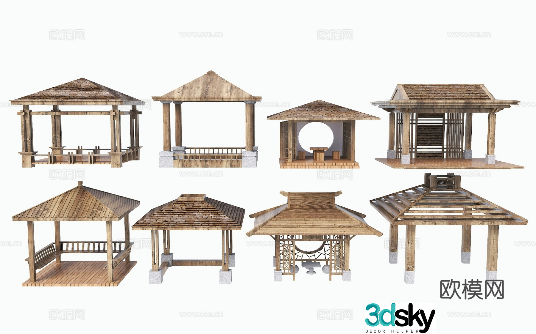 New Chinese style pavilion Chinese style pavilion pavilion rest pavilion four corner pavilion Chinese style wooden pavilion four corner 3D model