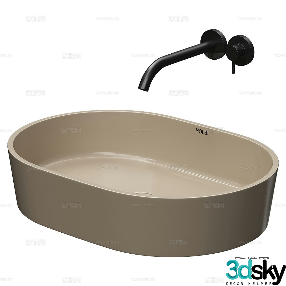 Modern Cream Holbi Ariel Sink 3d Model