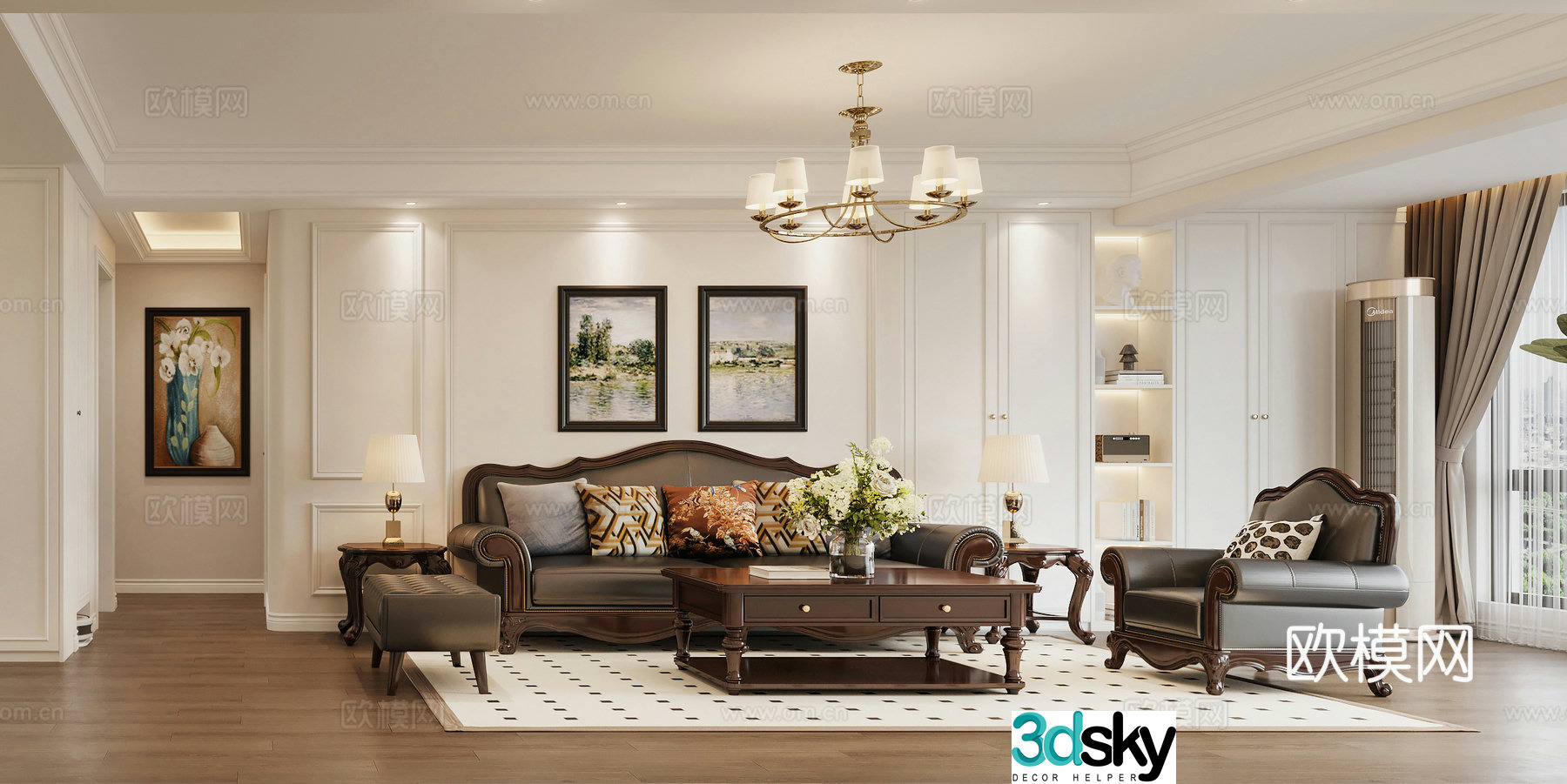American living and dining room 3D model