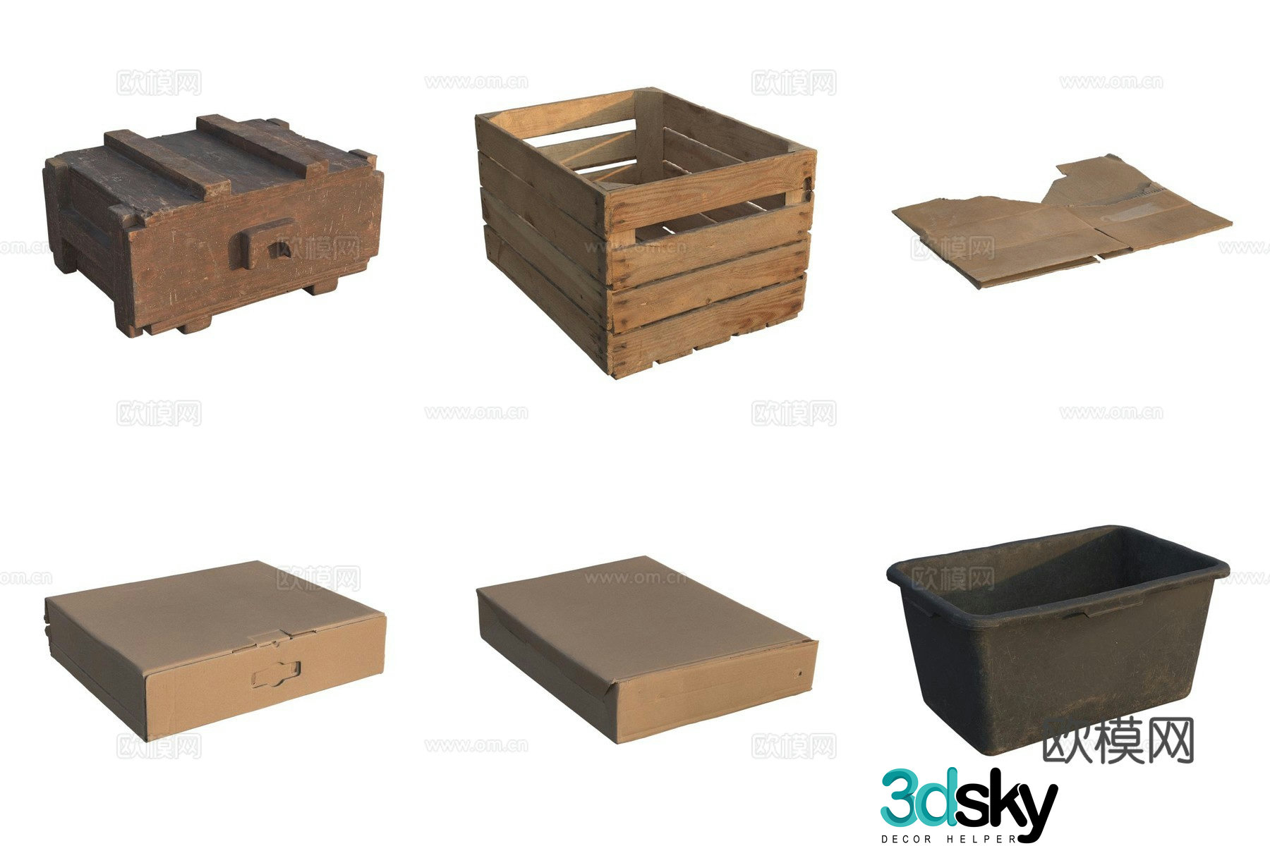 Storage wooden box carton carton case 3d model
