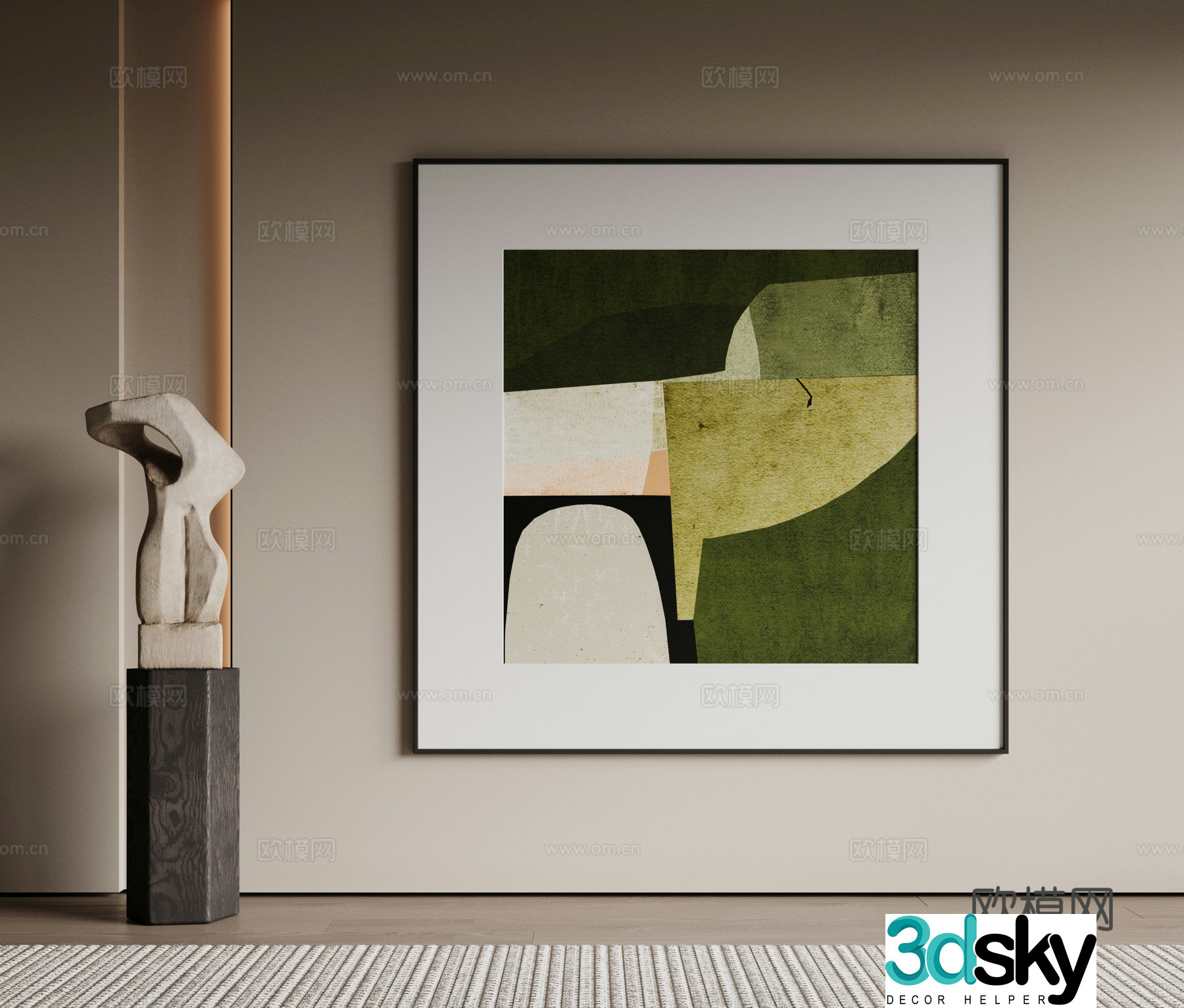 Modern minimalist decorative paintings Waviva medieval style hanging paintings cream style decoration paintings Italian style hanging paintings black and white 3D model
