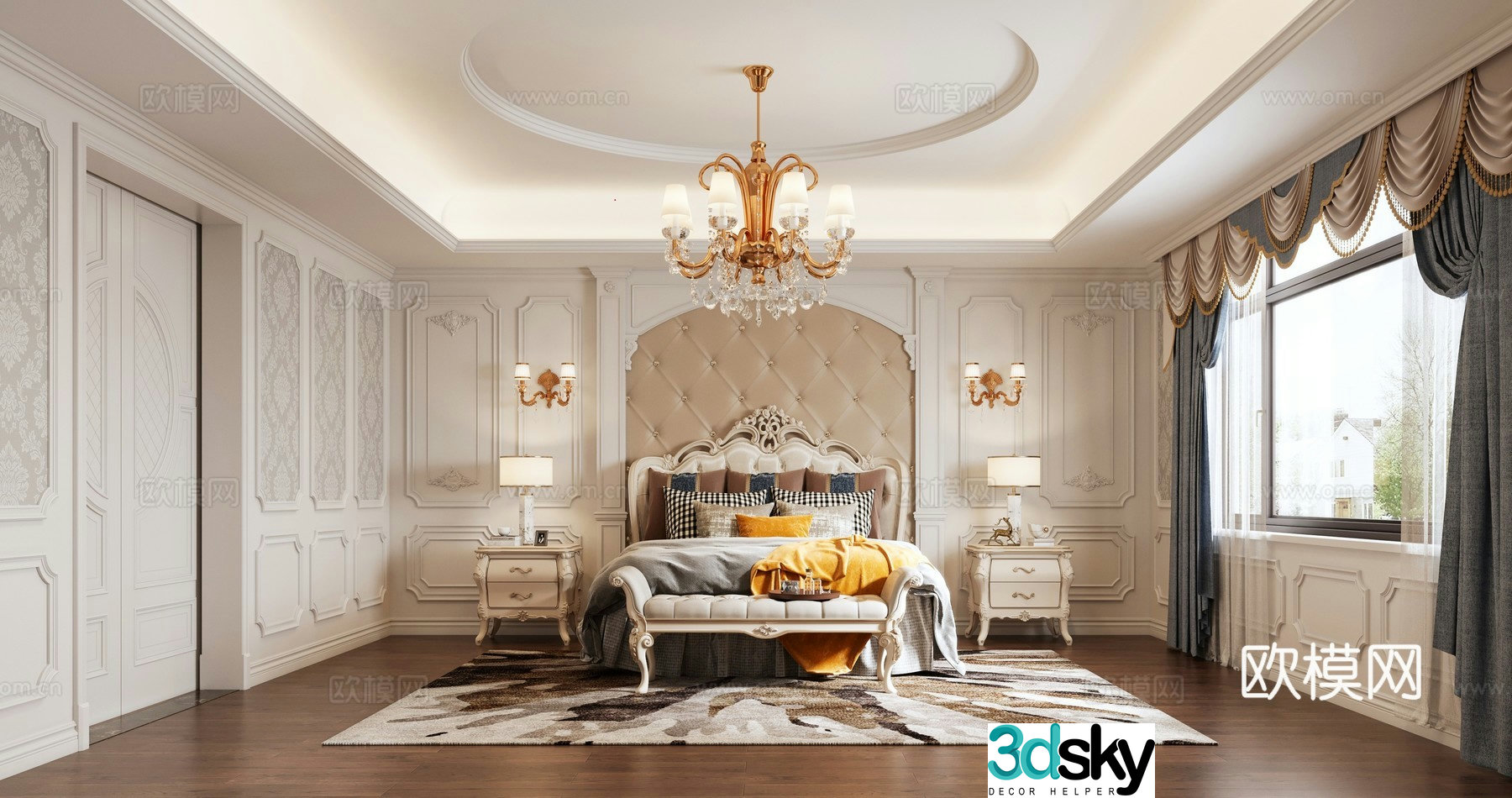 European style bedroom 3d model