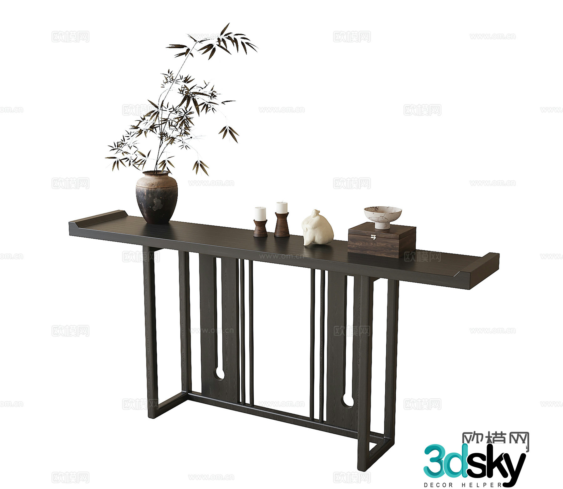 New Chinese style end viewing platform entrance cabinet end viewing 3D model