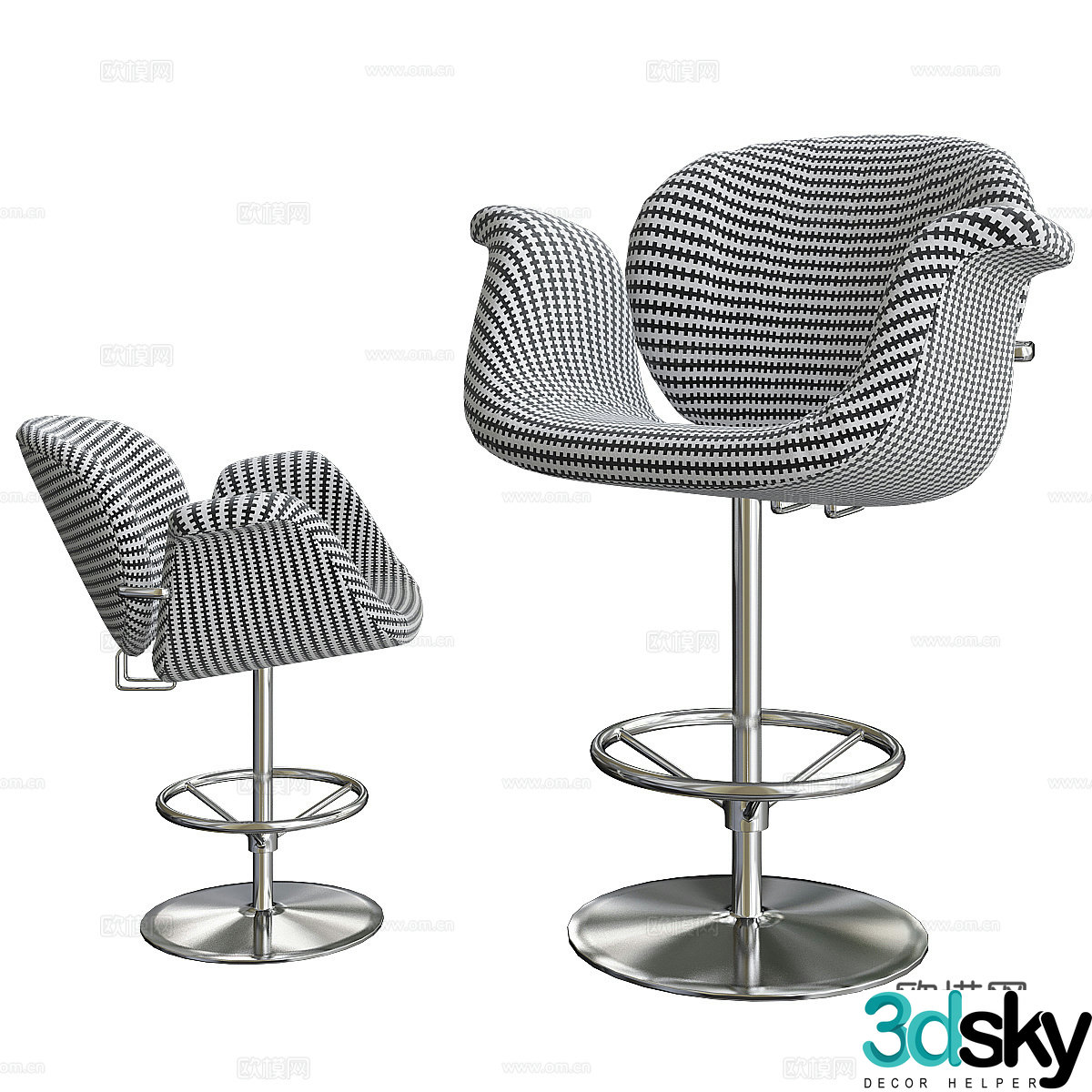 Modern tulip bar chair 3d model