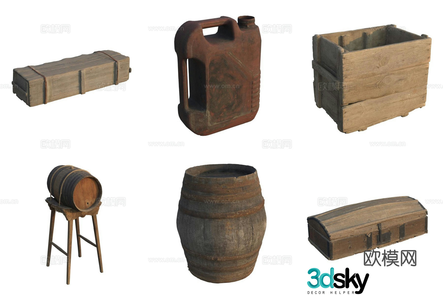 Storage wooden box wooden barrel wooden box oil tank 3d model