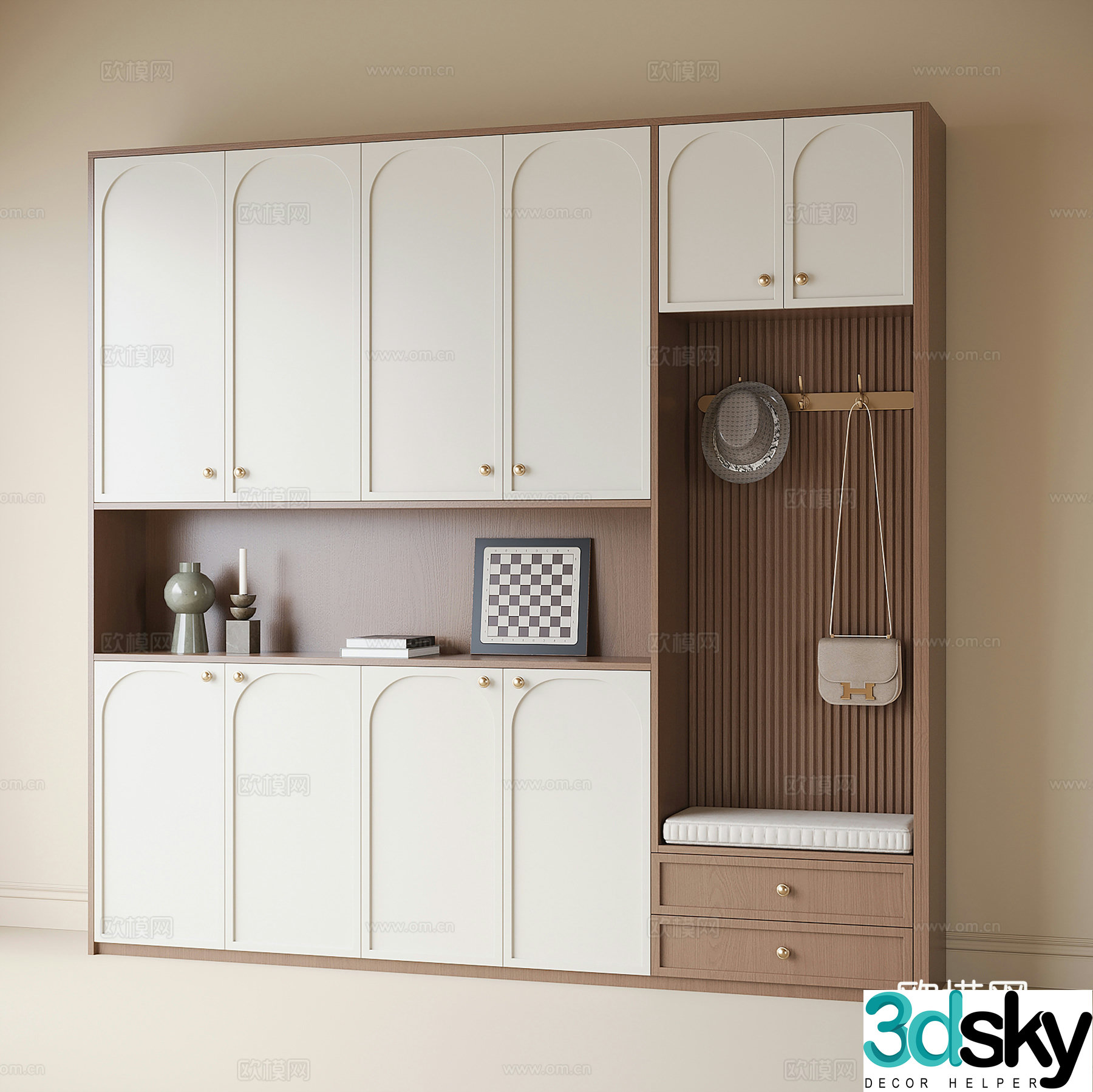 French shoe cabinet home entrance shoe cabinet 3D model