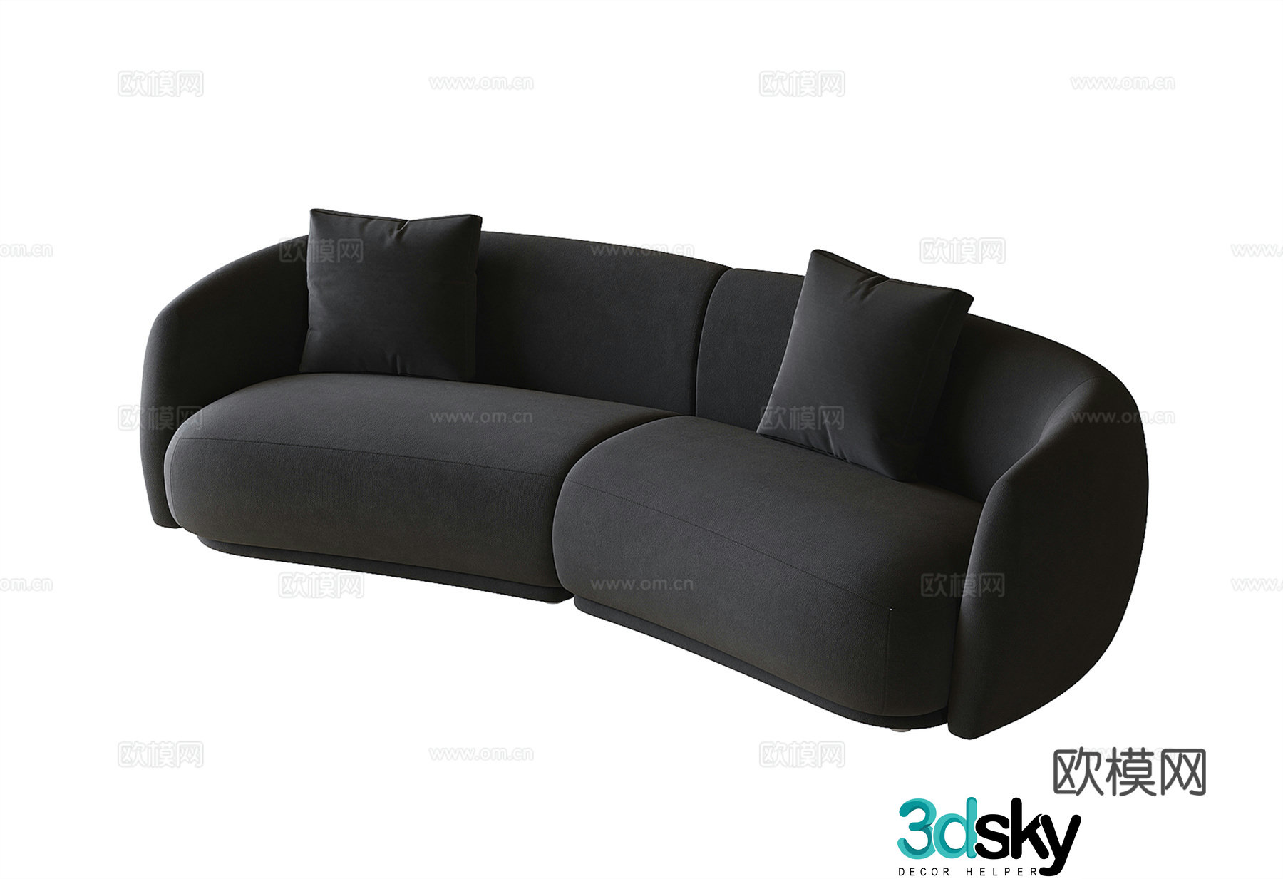 Modern double sofa curved sofa 3d model