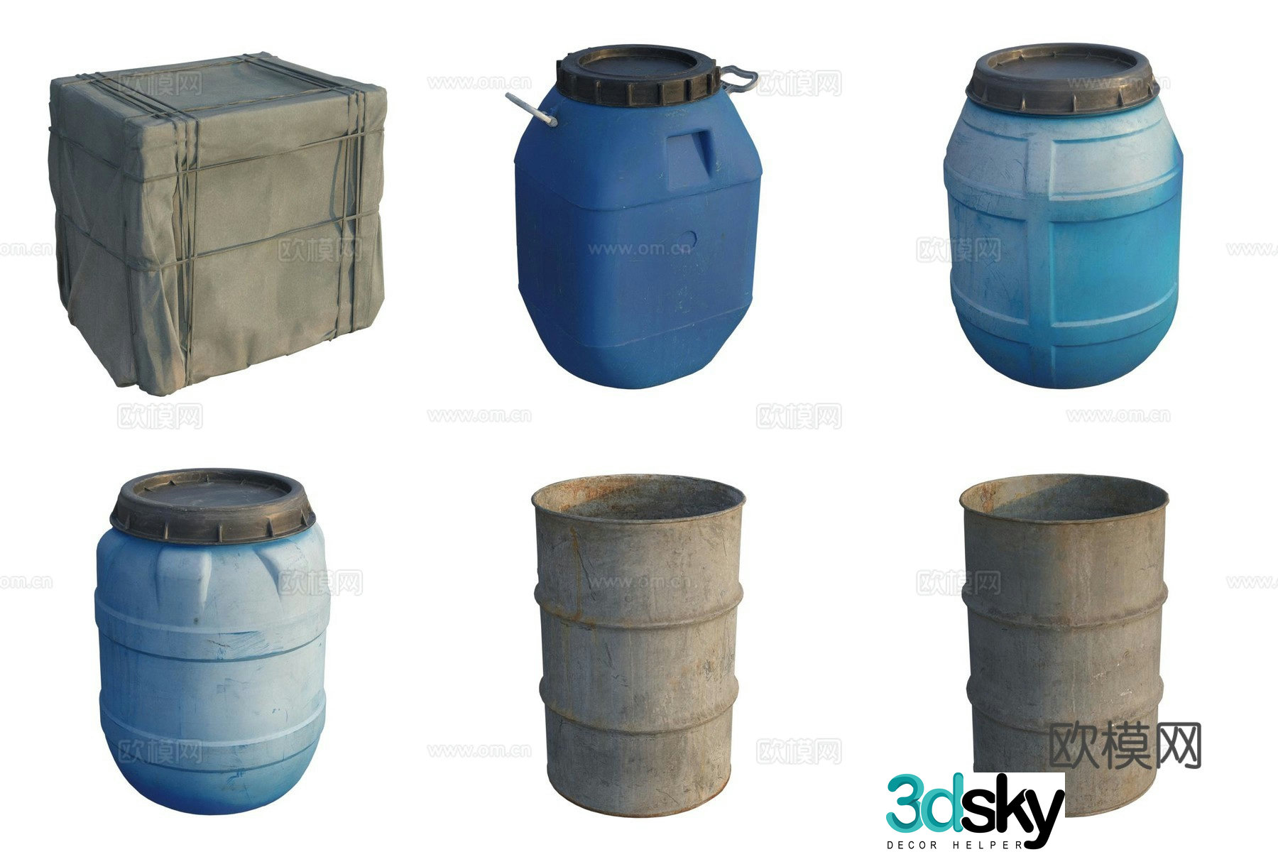 Storage box iron barrel plastic barrel 3d model