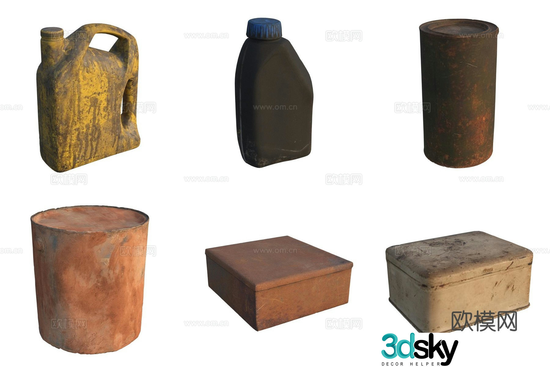 Storage iron box plastic bucket iron barrel 3d model
